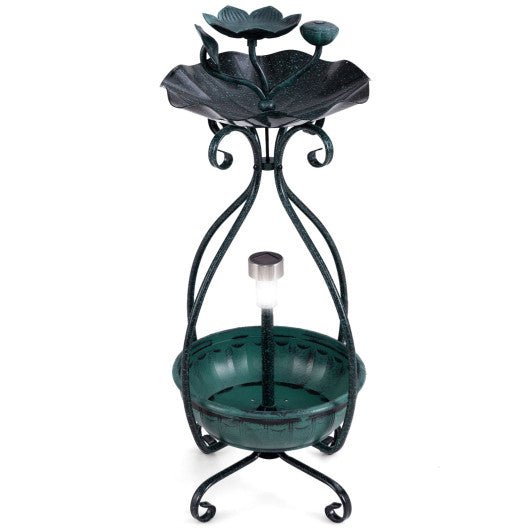  - Solar Outdoor Bird Bath Feeder Combo with Flower Planter Pedestal and Solar Lights - Outdoor Style Company