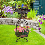  - Solar Outdoor Bird Bath Feeder Combo with Flower Planter Pedestal and Solar Lights - Outdoor Style Company