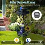  - Solar Outdoor Bird Bath Feeder Combo with Flower Planter Pedestal and Solar Lights - Outdoor Style Company