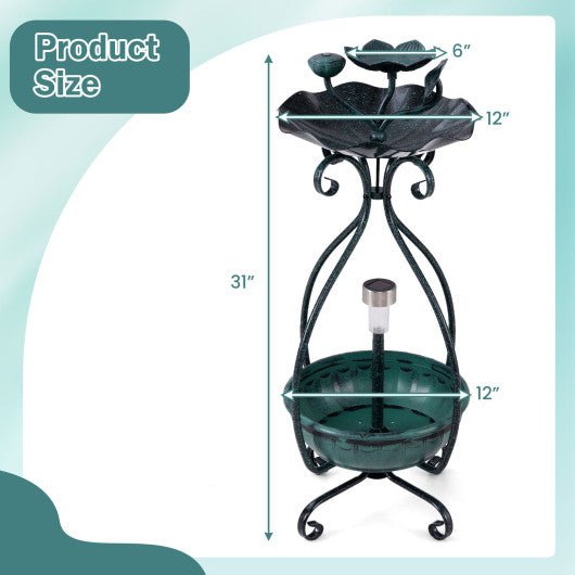  - Solar Outdoor Bird Bath Feeder Combo with Flower Planter Pedestal and Solar Lights - Outdoor Style Company