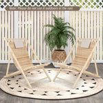  - Solid Fir Wood Lounge Chair with 3 - Level Adjustable Backrest and Soft Padded Headrest - Outdoor Style Company