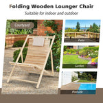  - Solid Fir Wood Lounge Chair with 3 - Level Adjustable Backrest and Soft Padded Headrest - Outdoor Style Company