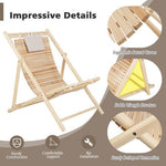  - Solid Fir Wood Lounge Chair with 3 - Level Adjustable Backrest and Soft Padded Headrest - Outdoor Style Company