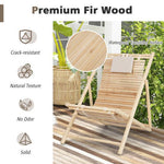  - Solid Fir Wood Lounge Chair with 3 - Level Adjustable Backrest and Soft Padded Headrest - Outdoor Style Company