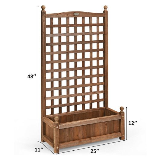  - Solid Free Standing Wood Planter Box with Trellis for Garden - Outdoor Style Company