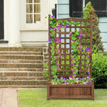  - Solid Free Standing Wood Planter Box with Trellis for Garden - Outdoor Style Company