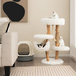  - Solid Wood Cat Tower with Jute Scratching Posts and Hanging Rope for Indoor Cats - Outdoor Style Company