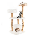  - Solid Wood Cat Tower with Top Cattail Basket Cat Bed for Indoor Cats - Outdoor Style Company