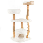  - Solid Wood Cat Tower with Top Cattail Basket Cat Bed for Indoor Cats - Outdoor Style Company