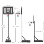-Soozier Portable Basketball Hoop, Height Adjustable Basketball Goal with 43.25" Backboard, Wheels & Fillable Base for Swimming Pool or Backyard, Black - Outdoor Style Company