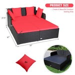  - Spacious Outdoor Rattan Daybed with Upholstered Cushions and Pillows - Outdoor Style Company