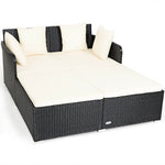  - Spacious Outdoor Rattan Daybed with Upholstered Cushions and Pillows - Outdoor Style Company