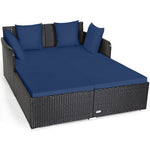  - Spacious Outdoor Rattan Daybed with Upholstered Cushions and Pillows - Outdoor Style Company