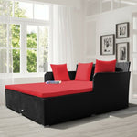  - Spacious Outdoor Rattan Daybed with Upholstered Cushions and Pillows - Outdoor Style Company