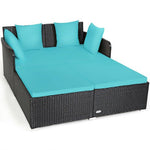  - Spacious Outdoor Rattan Daybed with Upholstered Cushions and Pillows - Outdoor Style Company