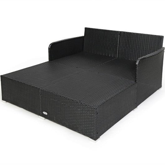  - Spacious Outdoor Rattan Daybed with Upholstered Cushions and Pillows - Outdoor Style Company