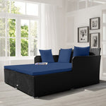  - Spacious Outdoor Rattan Daybed with Upholstered Cushions and Pillows - Outdoor Style Company