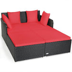  - Spacious Outdoor Rattan Daybed with Upholstered Cushions and Pillows - Outdoor Style Company