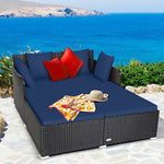  - Spacious Outdoor Rattan Daybed with Upholstered Cushions and Pillows - Outdoor Style Company