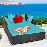  - Spacious Outdoor Rattan Daybed with Upholstered Cushions and Pillows - Outdoor Style Company