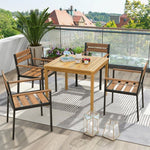  - Square Acacia Wood Outdoor Dining Table with Umbrella Hole - Outdoor Style Company