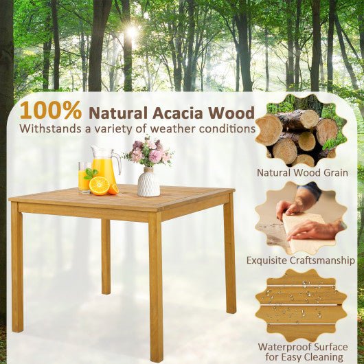  - Square Acacia Wood Outdoor Dining Table with Umbrella Hole - Outdoor Style Company