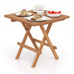  - Square Patio Folding Table Indonesia Teak Wood with Slatted Tabletop Portable for Picnic - Outdoor Style Company