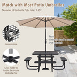  - Square Picnic Table and Bench for 8 Person with Seats and Umbrella Hole - Outdoor Style Company