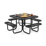  - Square Picnic Table and Bench for 8 Person with Seats and Umbrella Hole - Outdoor Style Company