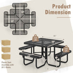  - Square Picnic Table and Bench for 8 Person with Seats and Umbrella Hole - Outdoor Style Company