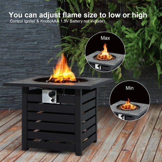  - Square Propane Fire Pit Table with Lava Rocks and Rain Cover - Outdoor Style Company