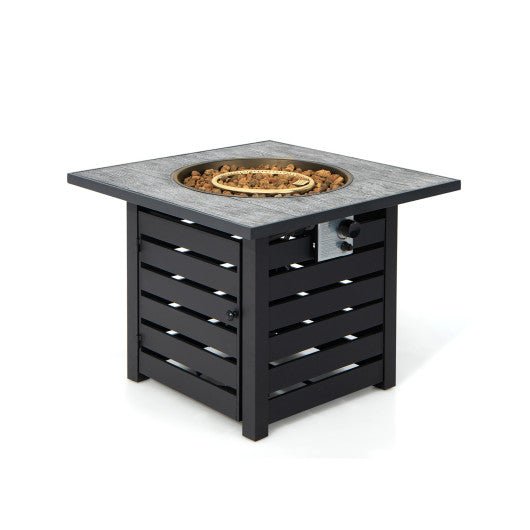  - Square Propane Fire Pit Table with Lava Rocks and Rain Cover - Outdoor Style Company