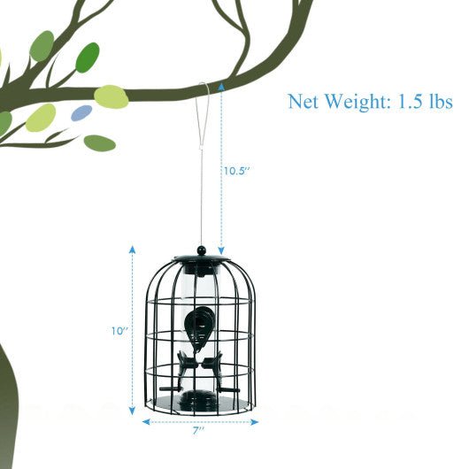  - Squirrel - proof Caged Tube Wild Bird Feeder Outdoor Metal Seed Guard Deterrent - Outdoor Style Company