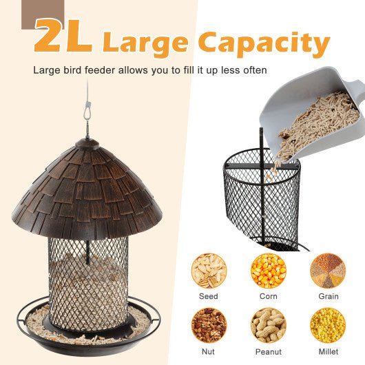  - Squirrel - proof Metal Wild Bird Feeder with Perch and Drain Holes - Outdoor Style Company