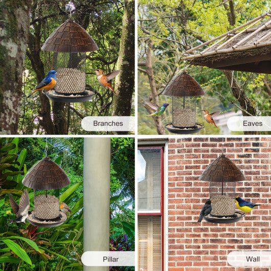  - Squirrel - proof Metal Wild Bird Feeder with Perch and Drain Holes - Outdoor Style Company