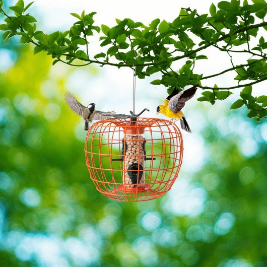  - Squirrel - Proof Pumpkin Bird Feeder with Cage and 4 Metal Ports - Outdoor Style Company