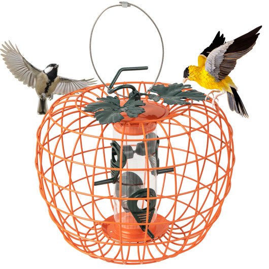  - Squirrel - Proof Pumpkin Bird Feeder with Cage and 4 Metal Ports - Outdoor Style Company