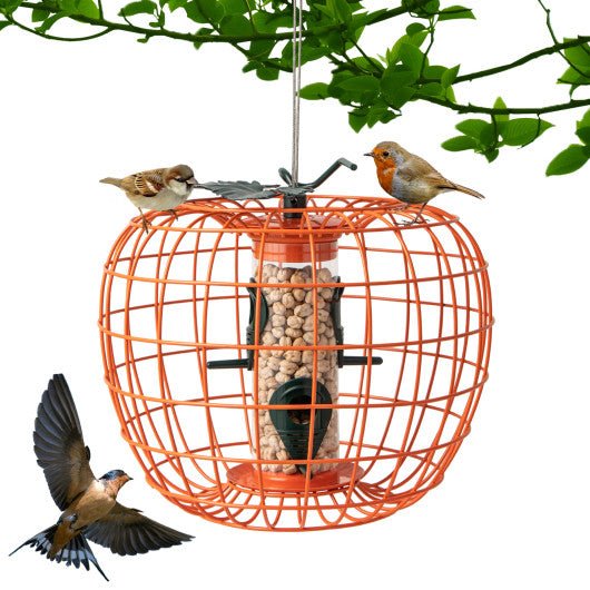  - Squirrel - Proof Pumpkin Bird Feeder with Cage and 4 Metal Ports - Outdoor Style Company