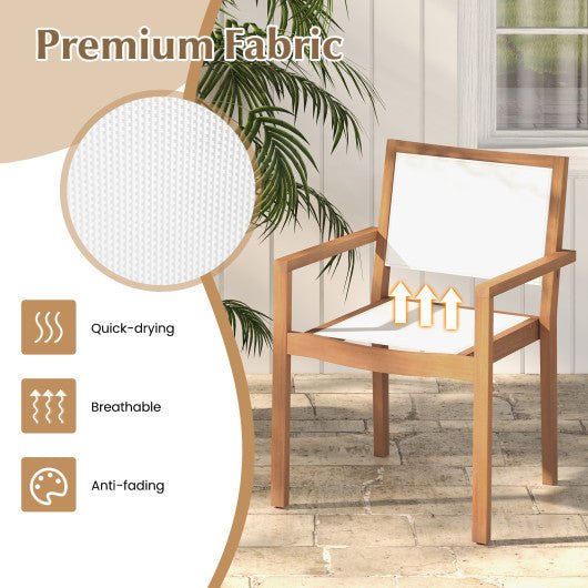  - Stackable Outdoor Dining Chair Set of 2 with Acacia Wood Frame - Outdoor Style Company