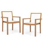  - Stackable Outdoor Dining Chair Set of 2 with Acacia Wood Frame - Outdoor Style Company