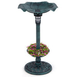  - Standing Pedestal Birdbath and Feeder Combo with Lotus Leaf Bowl - Outdoor Style Company