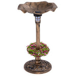  - Standing Pedestal Birdbath and Feeder Combo with Lotus Leaf Bowl - Outdoor Style Company