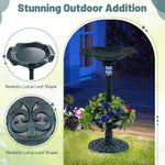  - Standing Pedestal Birdbath and Feeder Combo with Lotus Leaf Bowl - Outdoor Style Company