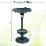  - Standing Pedestal Birdbath and Feeder Combo with Lotus Leaf Bowl - Outdoor Style Company