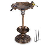  - Standing Pedestal Birdbath and Feeder Combo with Lotus Leaf Bowl - Outdoor Style Company