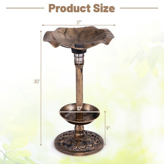  - Standing Pedestal Birdbath and Feeder Combo with Lotus Leaf Bowl - Outdoor Style Company