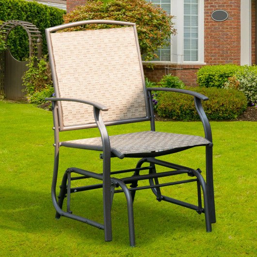  - Steel Frame Garden Swing Single Glider Chair Rocking Seating - Outdoor Style Company