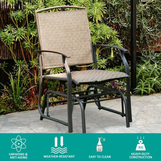  - Steel Frame Garden Swing Single Glider Chair Rocking Seating - Outdoor Style Company