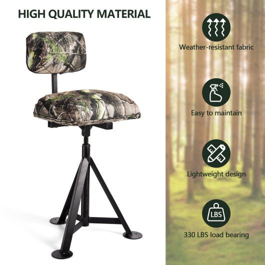  - Swivel Hunting Chair Tripod Blind Stool with Detachable Backrest - Outdoor Style Company