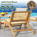  - Teak Wooden Chair with Handwoven Rattan Seat and Backrest - Outdoor Style Company